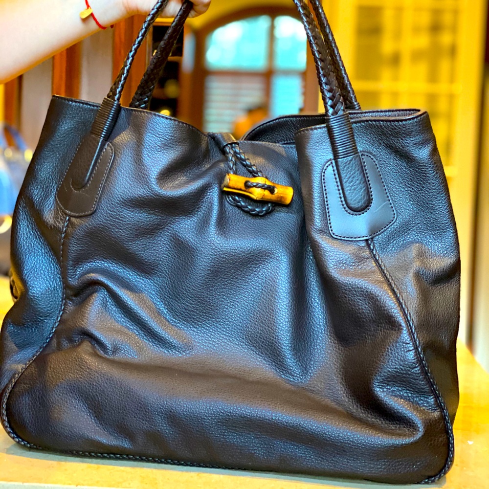 GUCCI Bamboo Brown Leather Soft Deer Bag